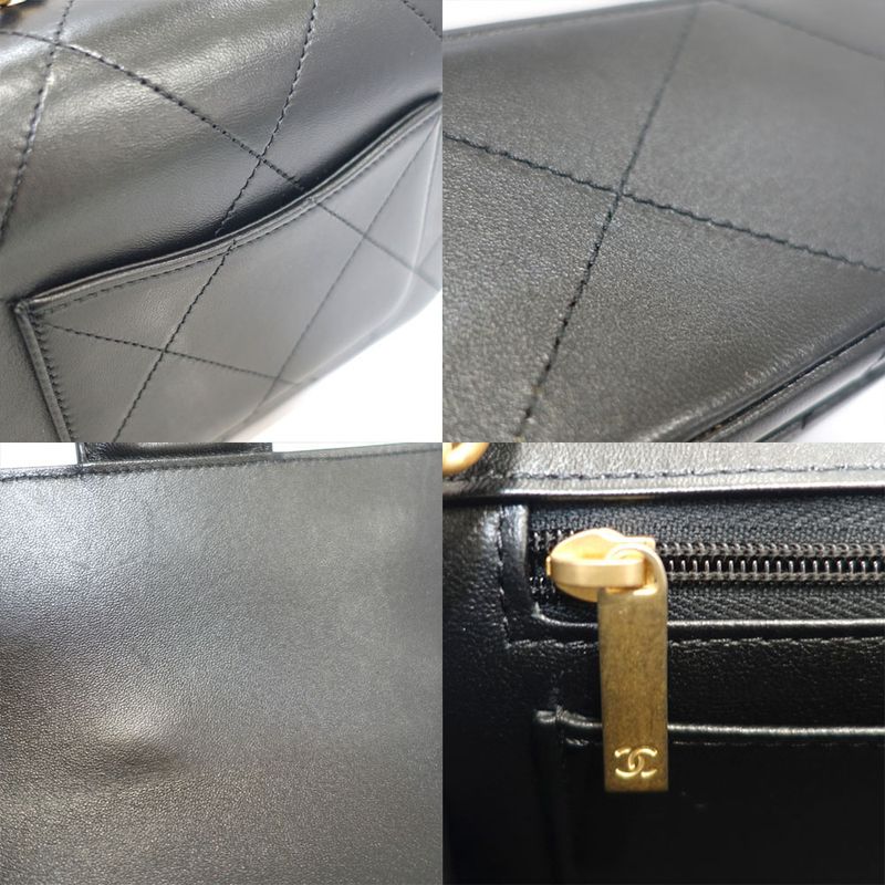 Chanel Coco Mark Shoulder Bag Mini Flap Lambskin Random Serial Black