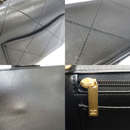 Chanel Coco Mark Shoulder Bag Mini Flap Lambskin Random Serial Black