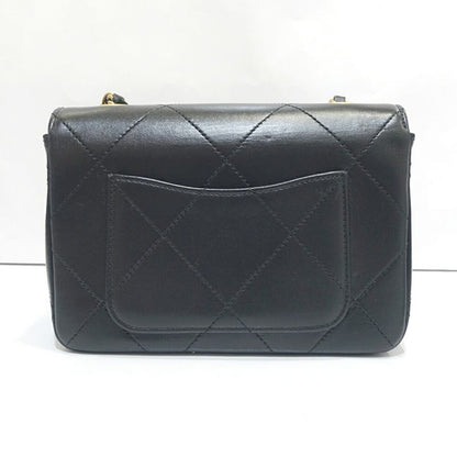 Chanel Coco Mark Shoulder Bag Mini Flap Lambskin Random Serial Black