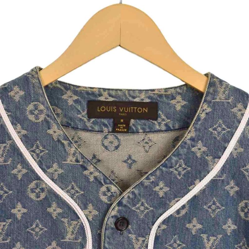 Louis Vuitton Supreme Jacquard Denim Baseball Jersey Shirts Jacquard Denim