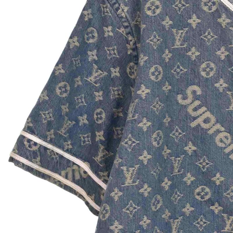 Louis Vuitton Supreme Jacquard Denim Baseball Jersey Shirts Jacquard Denim