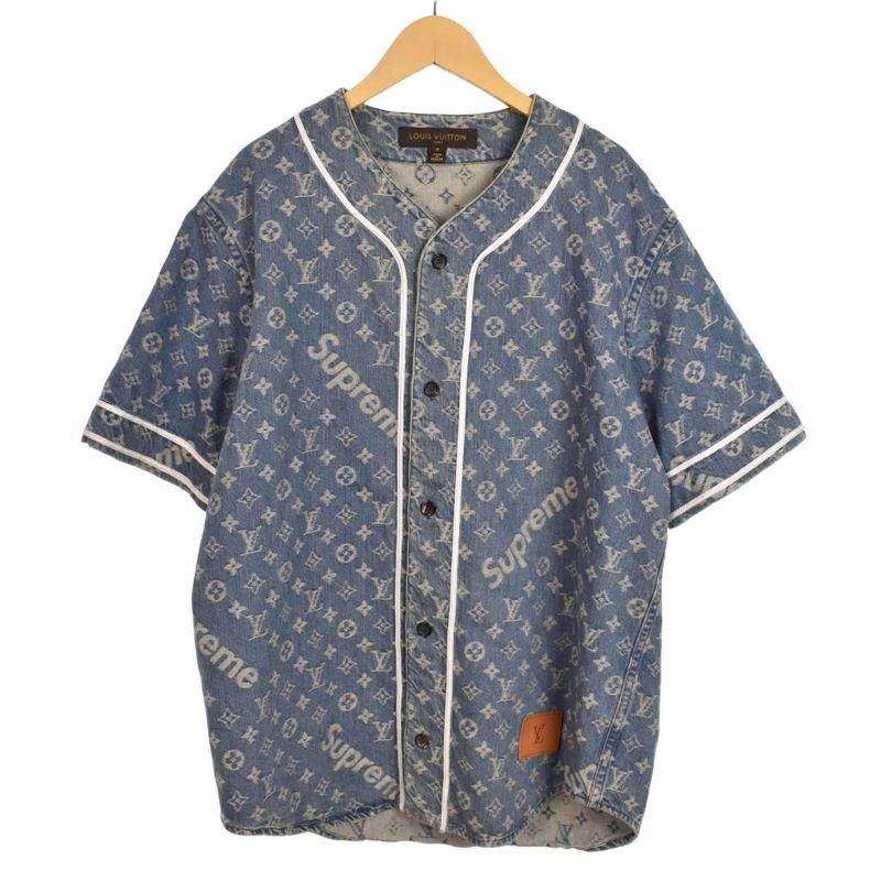 Louis Vuitton Supreme Jacquard Denim Baseball Jersey Shirts Jacquard Denim