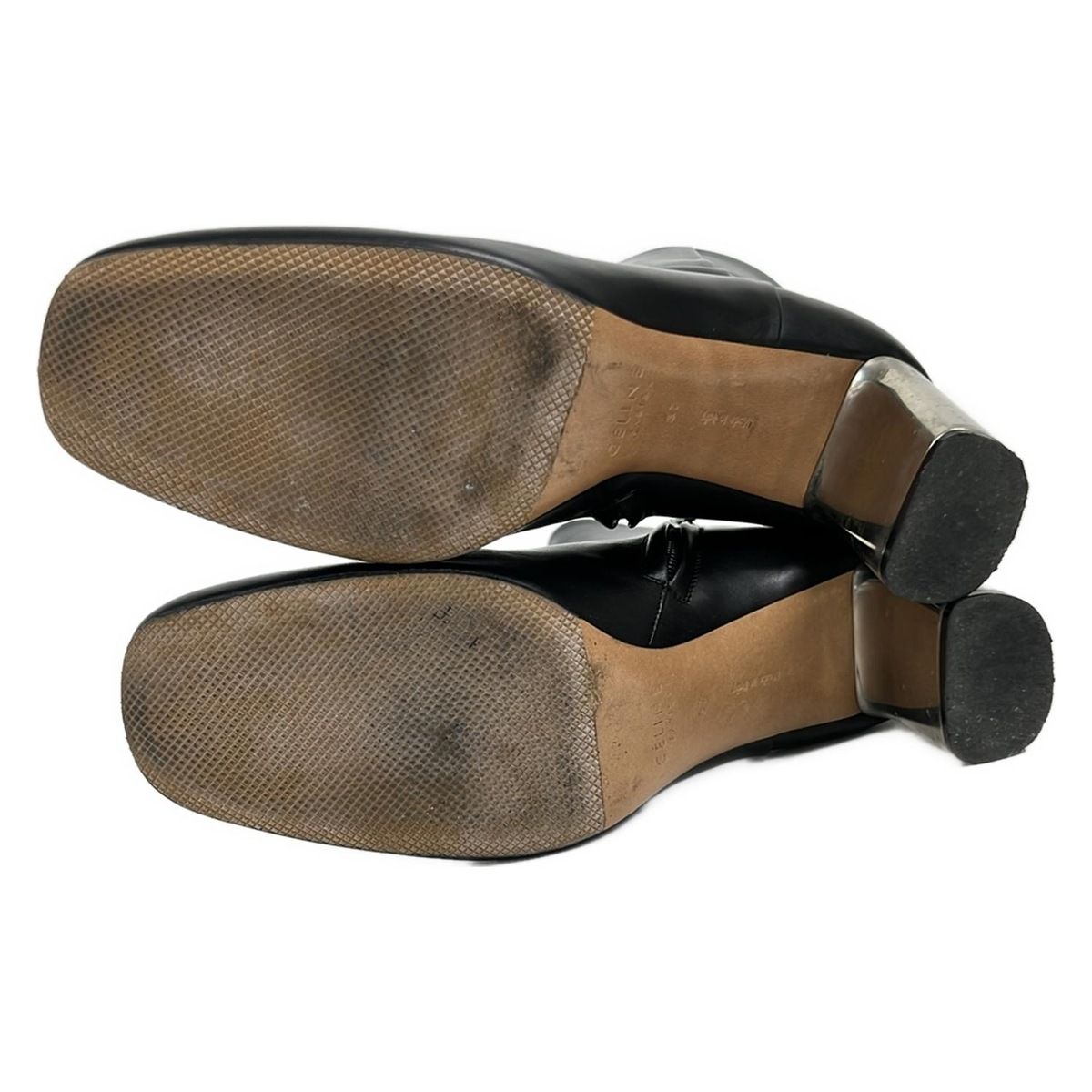 Celine Short Boots 37 Women's - Black Outsole Reupholstered Leather