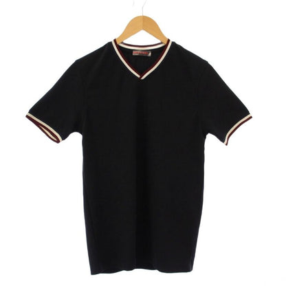 Prada Sport T-Shirt Short Sleeve V-Neck Stretch S Black BB