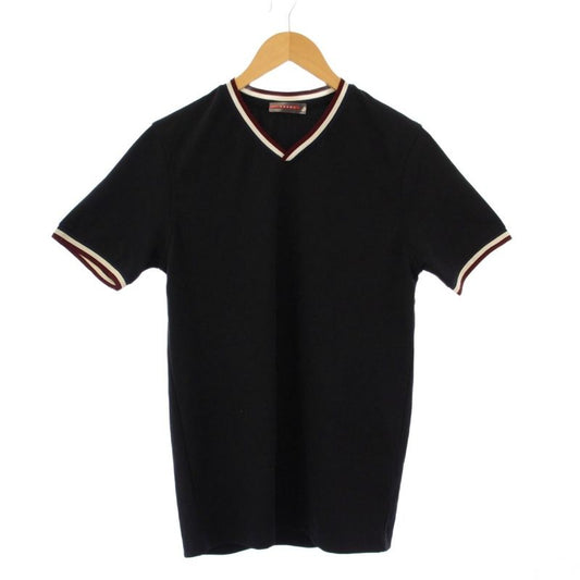 Prada Sport T-Shirt Short Sleeve V-Neck Stretch S Black BB