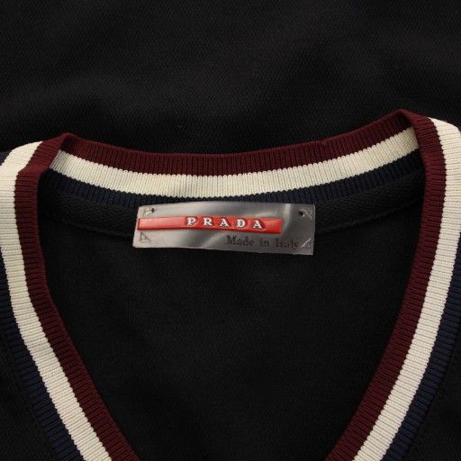 Prada Sport T-Shirt Short Sleeve V-Neck Stretch S Black BB