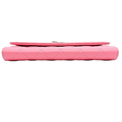 Chanel Chanel Quilted Flap Wallet Lambskin Star Pink Box Storage