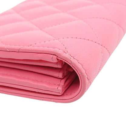 Chanel Chanel Quilted Flap Wallet Lambskin Star Pink Box Storage