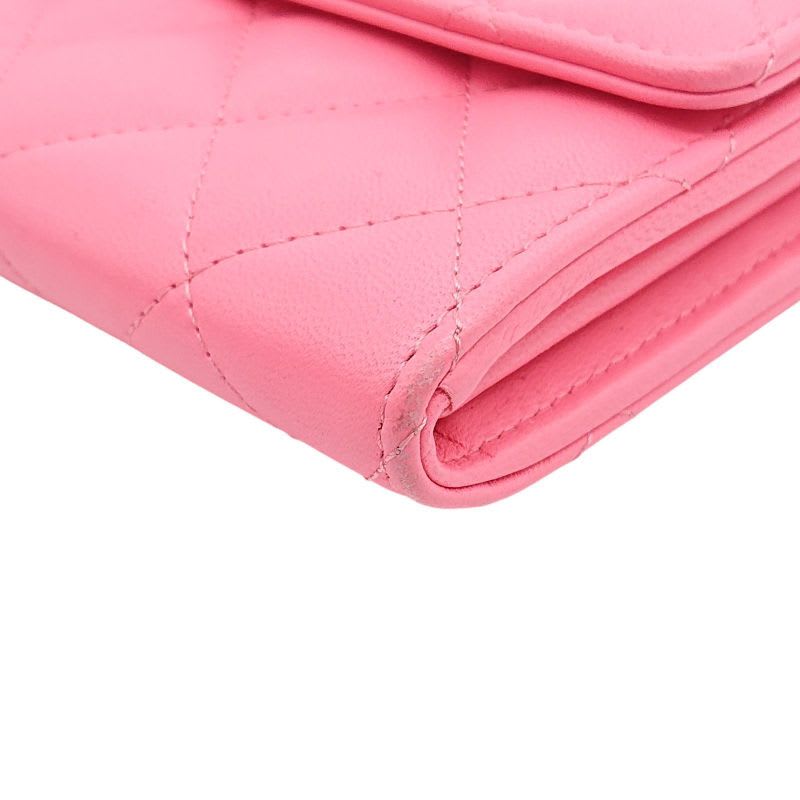 Chanel Chanel Quilted Flap Wallet Lambskin Star Pink Box Storage
