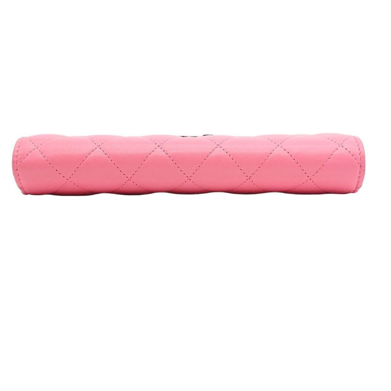 Chanel Chanel Quilted Flap Wallet Lambskin Star Pink Box Storage