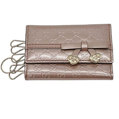 Gucci 6 key Case Guccissima Heart Double G Pink