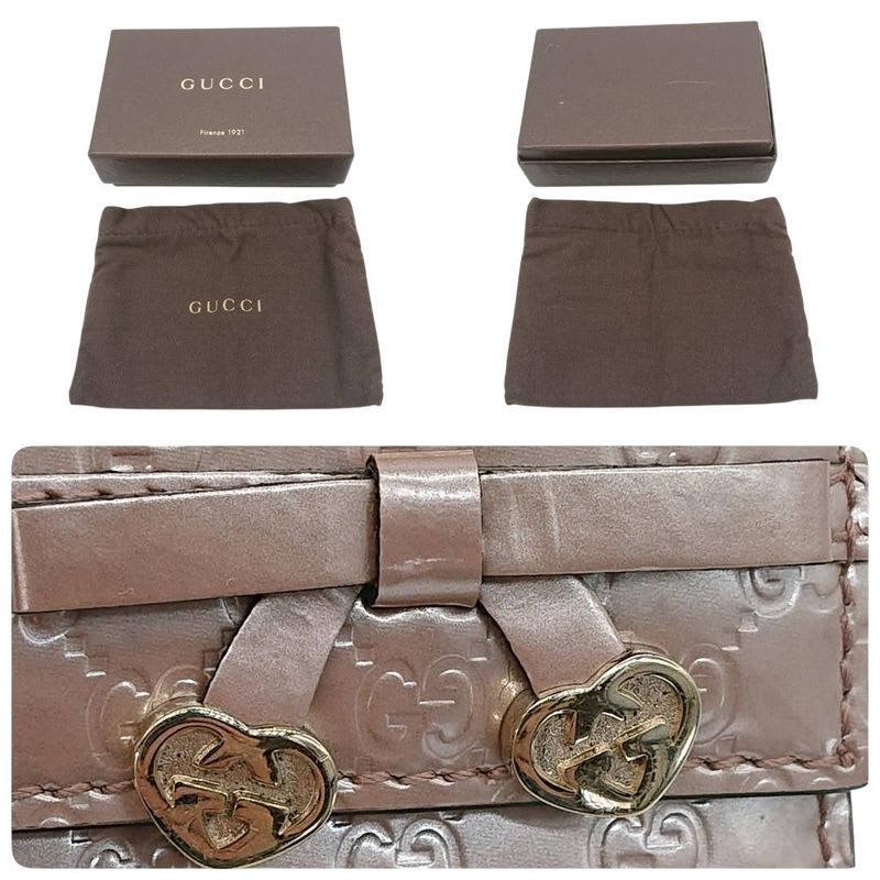 Gucci 6 key Case Guccissima Heart Double G Pink