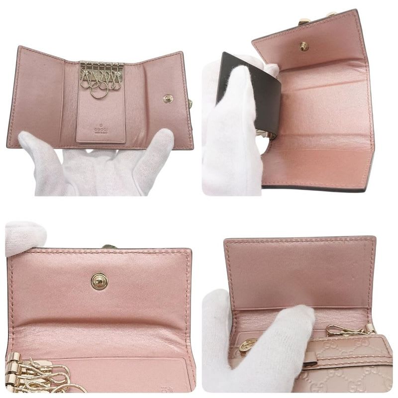 Gucci 6 key Case Guccissima Heart Double G Pink