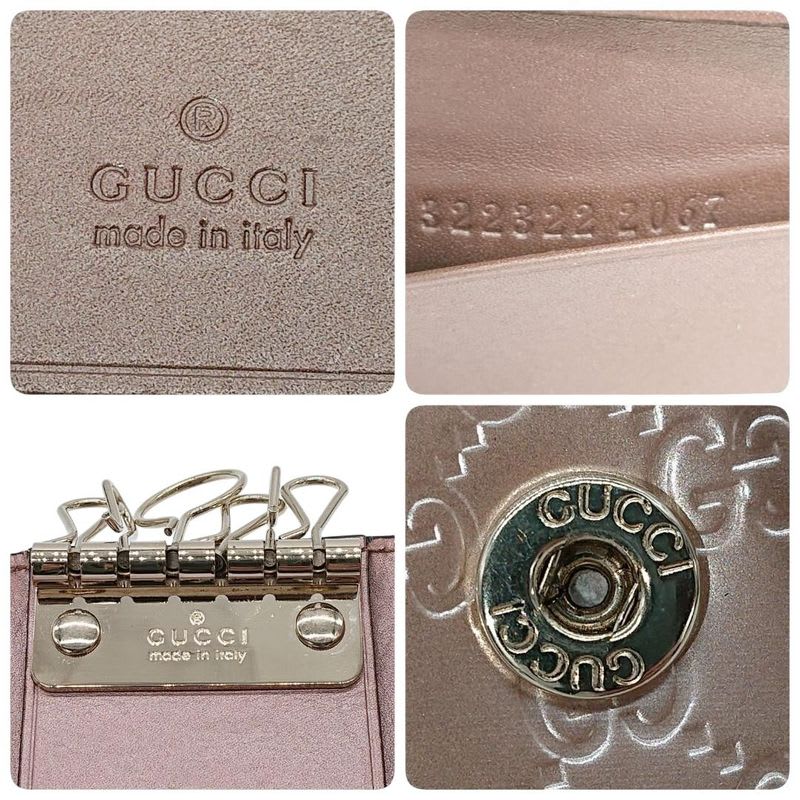 Gucci 6 key Case Guccissima Heart Double G Pink