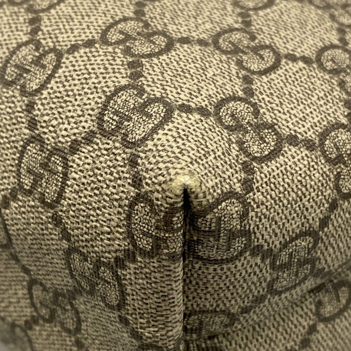 Gucci Handbag GG Plus/gg Supreme 211138 Beige X Dark Brown Leather