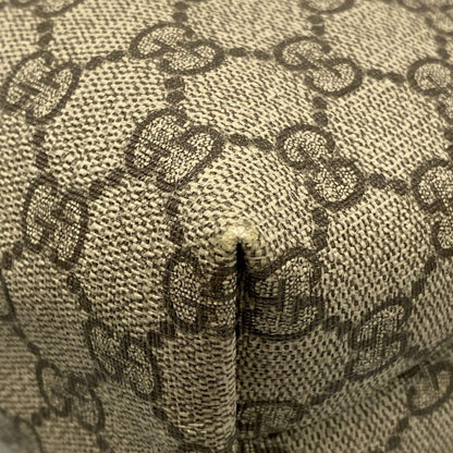 Gucci Handbag GG Plus/gg Supreme 211138 Beige X Dark Brown Leather