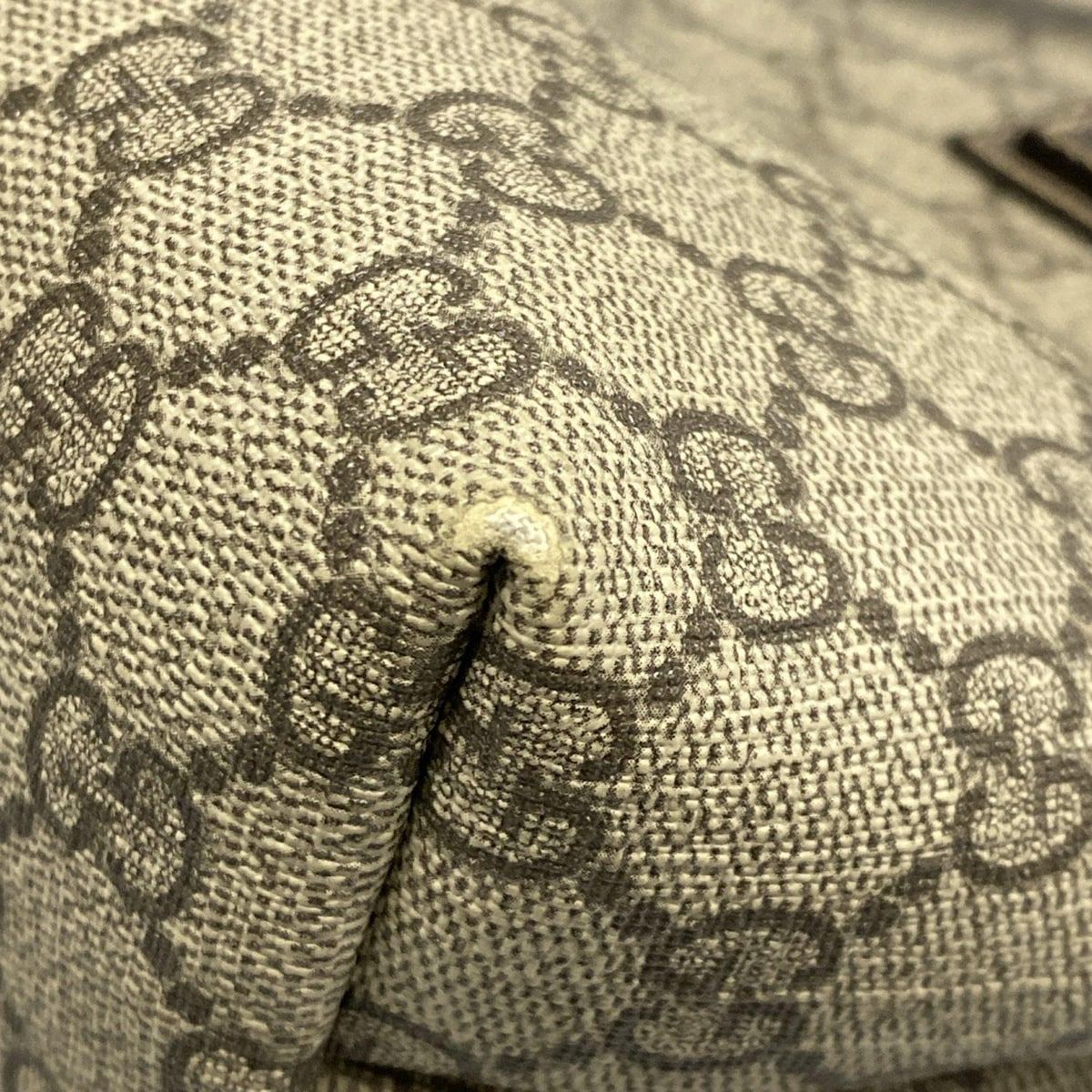 Gucci Handbag GG Plus/gg Supreme 211138 Beige X Dark Brown Leather