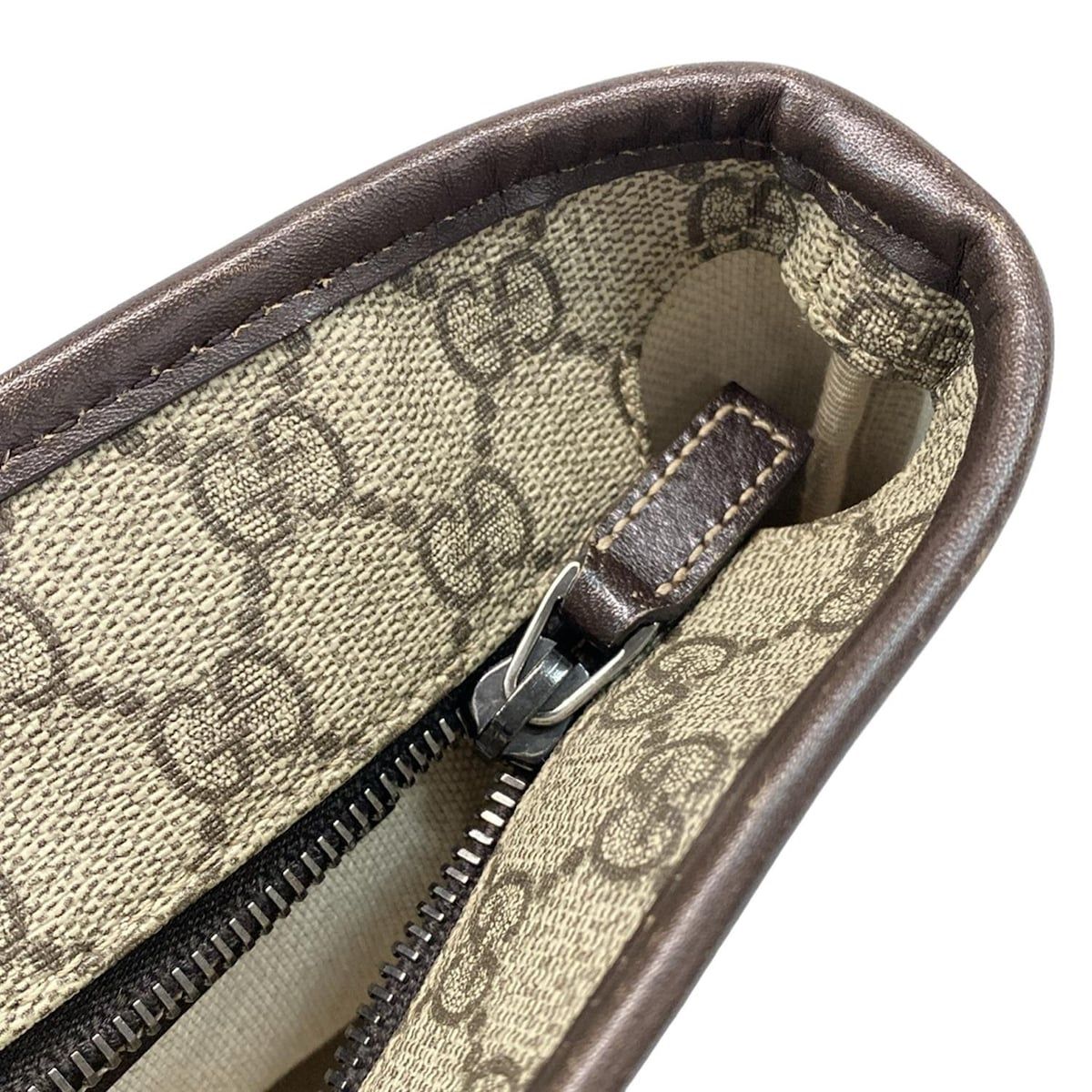 Gucci Handbag GG Plus/gg Supreme 211138 Beige X Dark Brown Leather