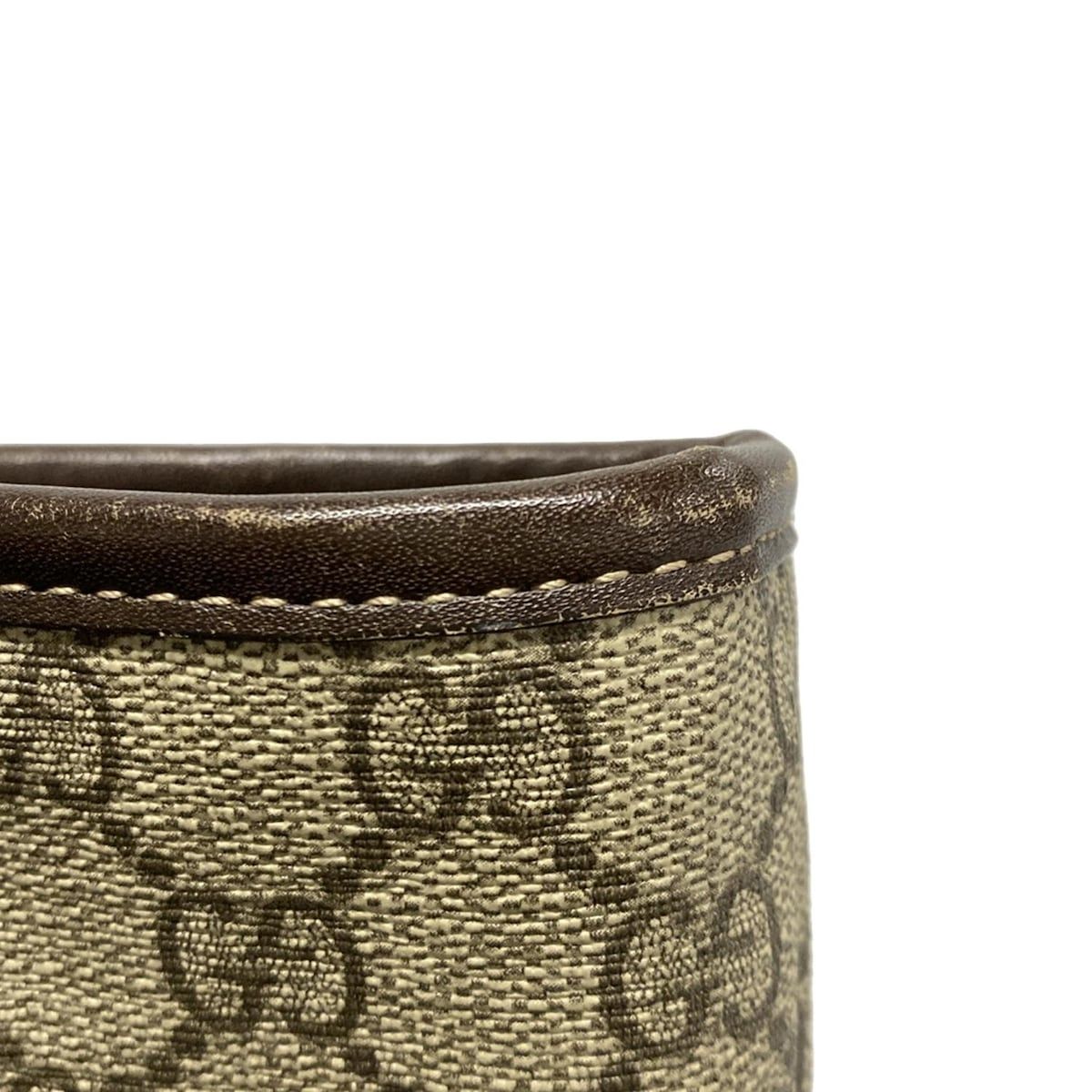 Gucci Handbag GG Plus/gg Supreme 211138 Beige X Dark Brown Leather