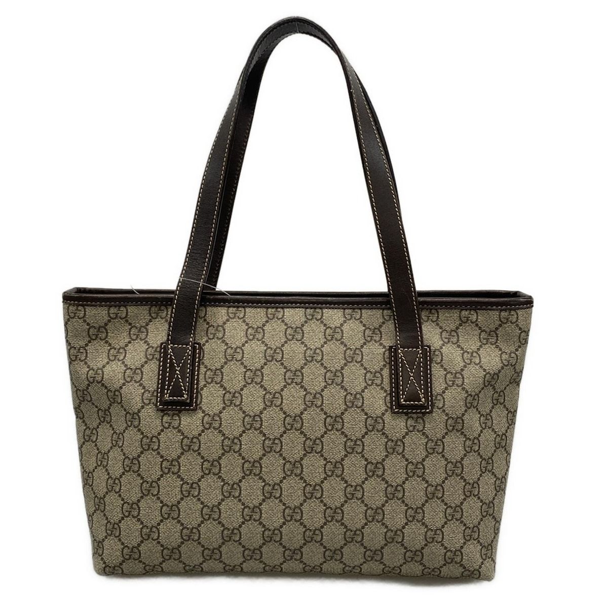 Gucci Handbag GG Plus/gg Supreme 211138 Beige X Dark Brown Leather