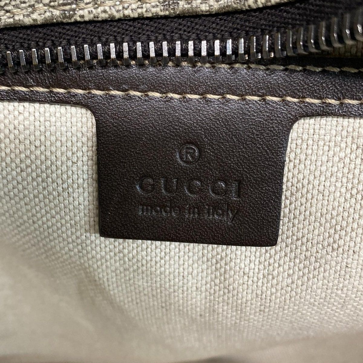 Gucci Handbag GG Plus/gg Supreme 211138 Beige X Dark Brown Leather