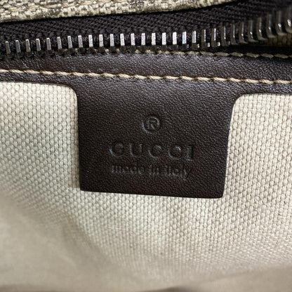 Gucci Handbag GG Plus/gg Supreme 211138 Beige X Dark Brown Leather