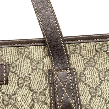 Gucci Handbag GG Plus/gg Supreme 211138 Beige X Dark Brown Leather