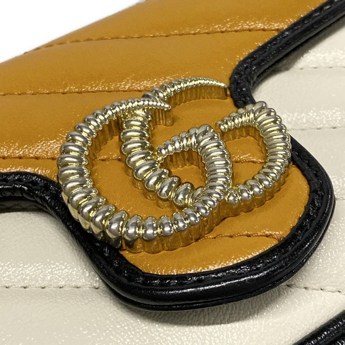 Gucci Shoulder Bag Excellent Condition Ggmarmont 574969 White X Light Brown X