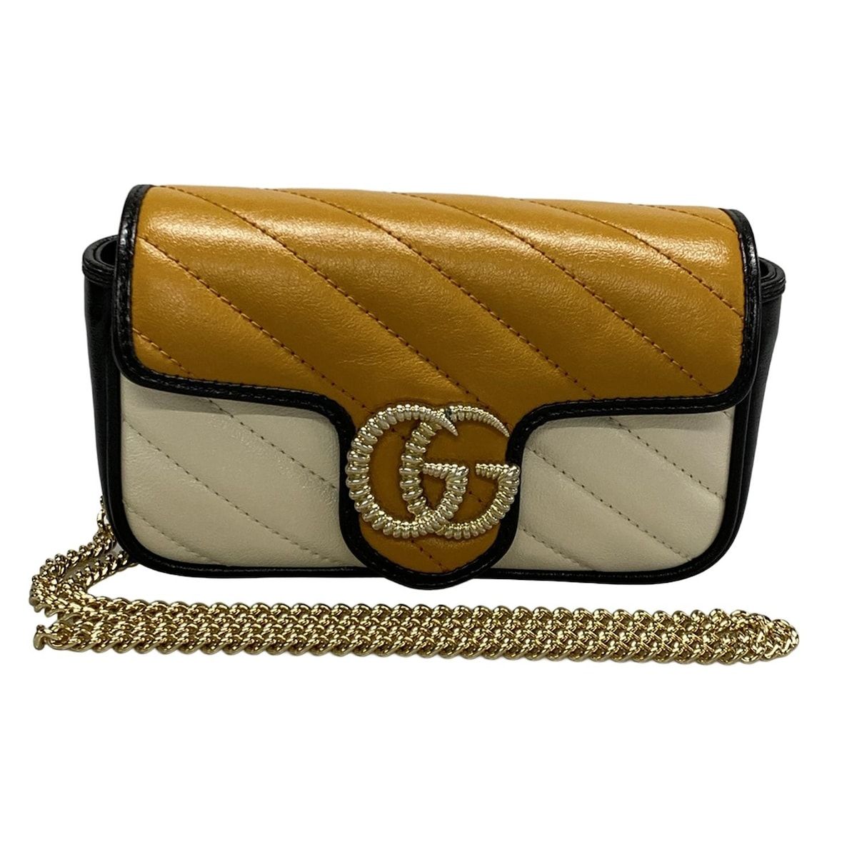 Gucci Shoulder Bag Excellent Condition Ggmarmont 574969 White X Light Brown X