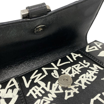Balenciaga Waist Pouch Hour Glass 610460 Black X White Mini Bag/graffiti Leather