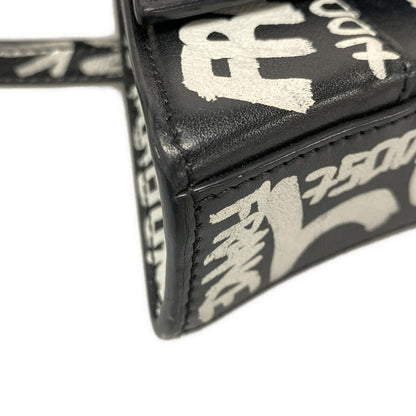 Balenciaga Waist Pouch Hour Glass 610460 Black X White Mini Bag/graffiti Leather