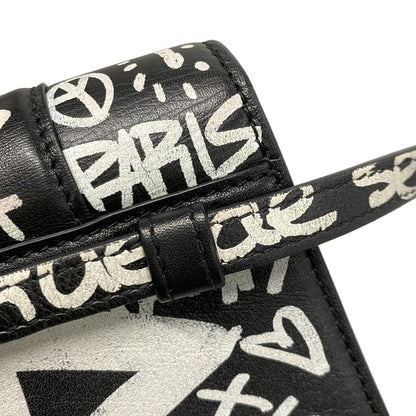 Balenciaga Waist Pouch Hour Glass 610460 Black X White Mini Bag/graffiti Leather