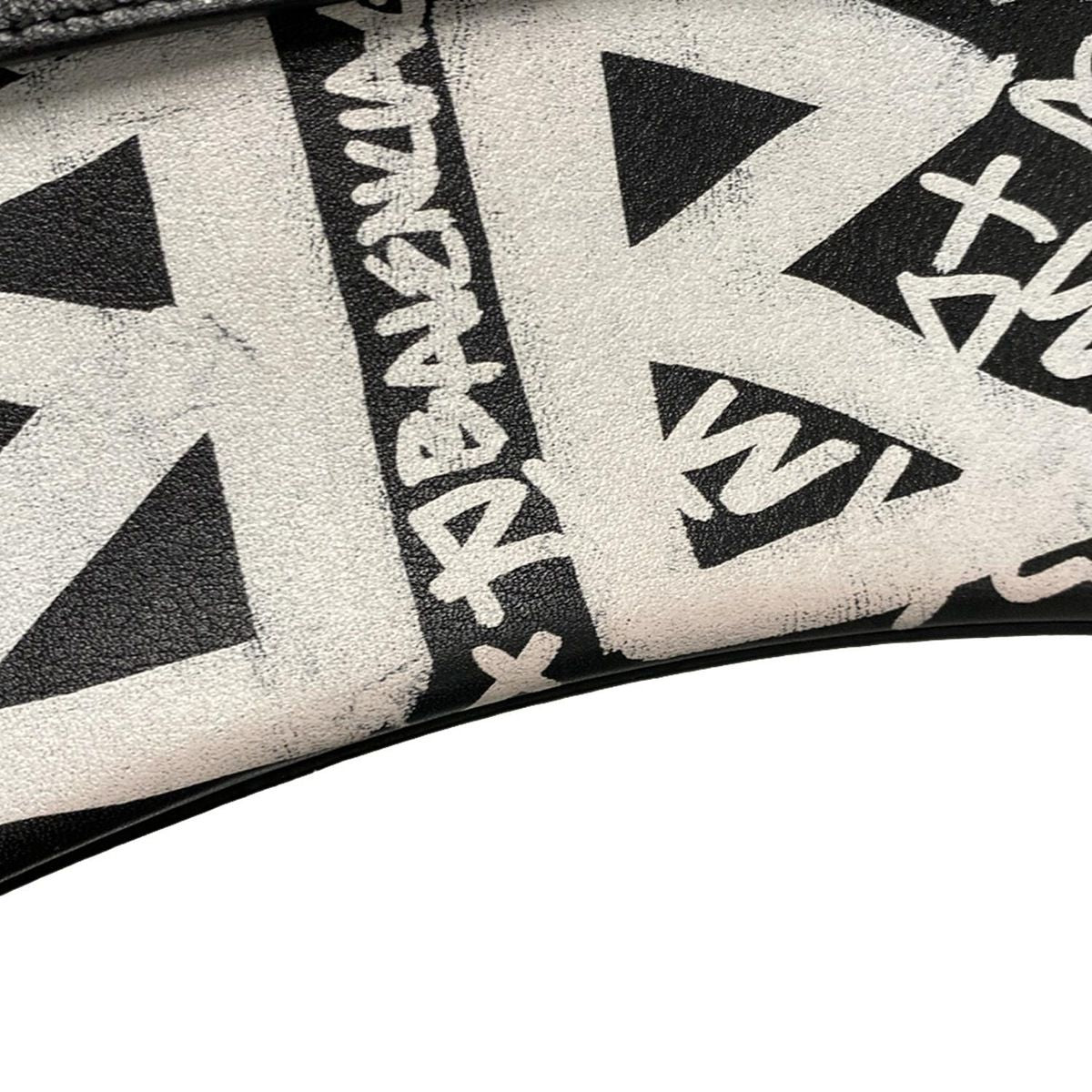 Balenciaga Waist Pouch Hour Glass 610460 Black X White Mini Bag/graffiti Leather