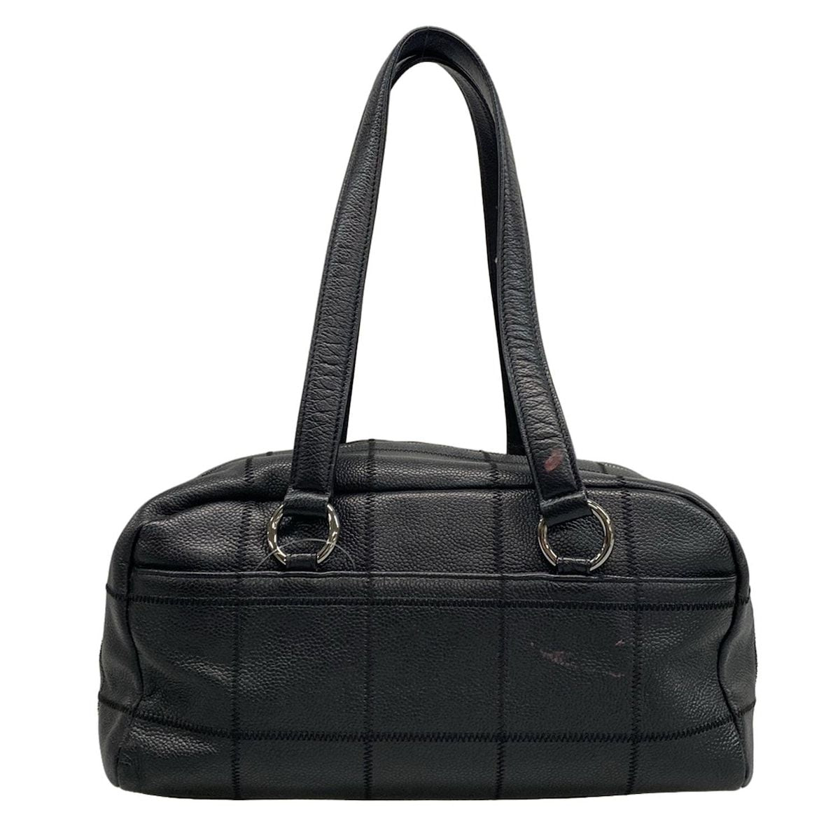 Chanel Shoulder Bag Chocolate Bar A26135 Black Silver Hardware