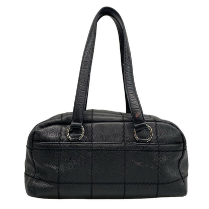 Chanel Shoulder Bag Chocolate Bar A26135 Black Silver Hardware