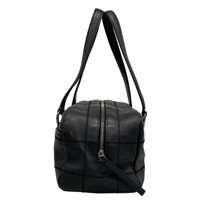 Chanel Shoulder Bag Chocolate Bar A26135 Black Silver Hardware