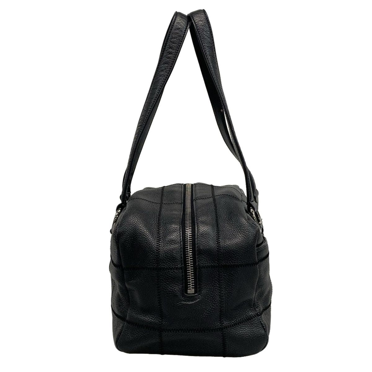 Chanel Shoulder Bag Chocolate Bar A26135 Black Silver Hardware