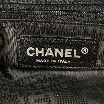 Chanel Shoulder Bag Chocolate Bar A26135 Black Silver Hardware