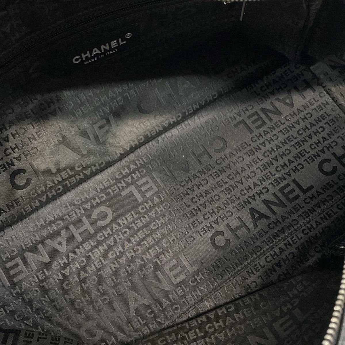 Chanel Shoulder Bag Chocolate Bar A26135 Black Silver Hardware