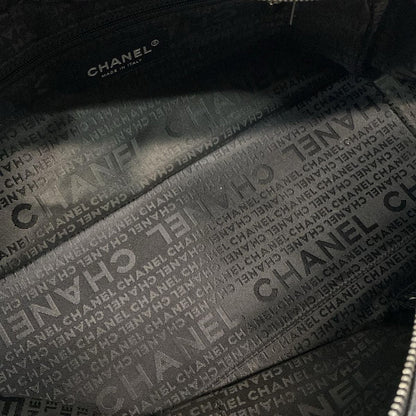 Chanel Shoulder Bag Chocolate Bar A26135 Black Silver Hardware