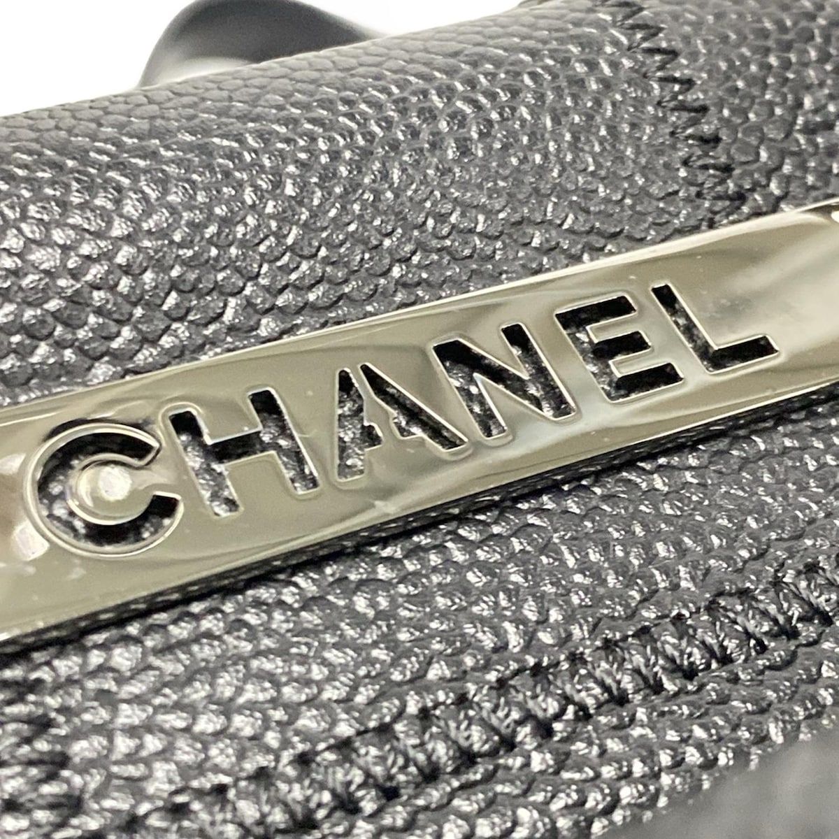 Chanel Shoulder Bag Chocolate Bar A26135 Black Silver Hardware