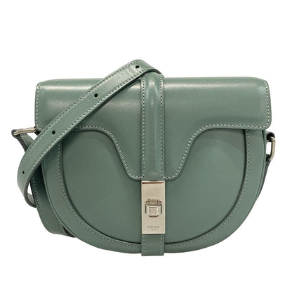 Celine Shoulder Bag Small Buzas 16 Blue Gray Leather