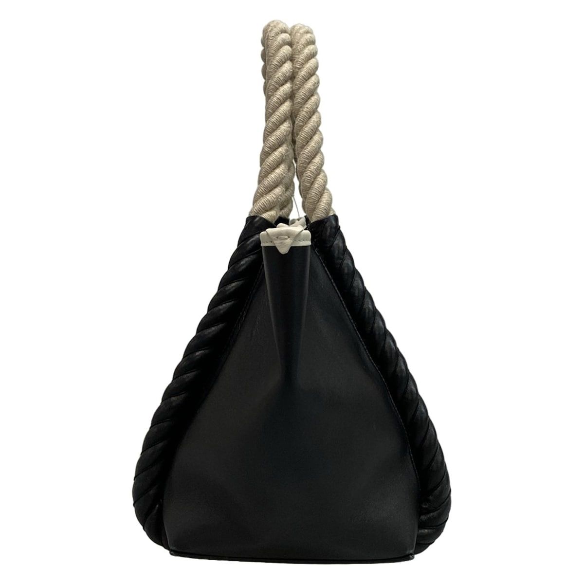 Balenciaga Tote Bag Navy Cabas S 339933 Black X Ivory Rope Handle Leather