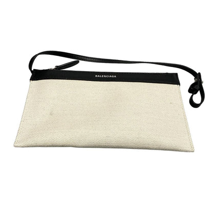 Balenciaga Tote Bag Navy Cabas S 339933 Black X Ivory Rope Handle Leather