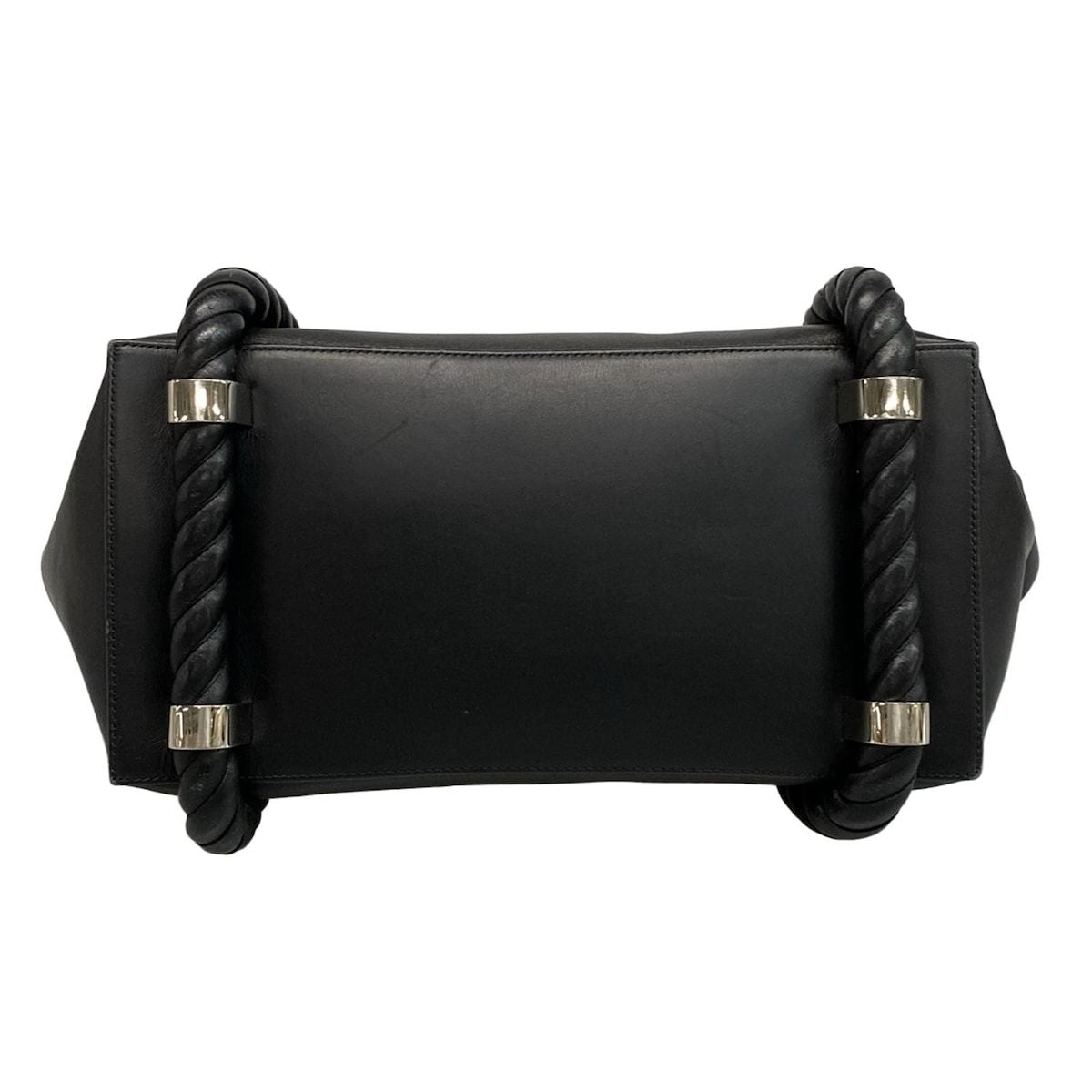 Balenciaga Tote Bag Navy Cabas S 339933 Black X Ivory Rope Handle Leather