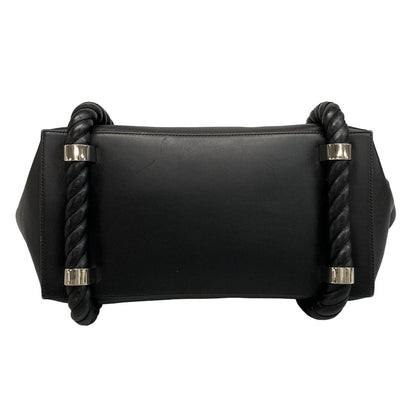 Balenciaga Tote Bag Navy Cabas S 339933 Black X Ivory Rope Handle Leather