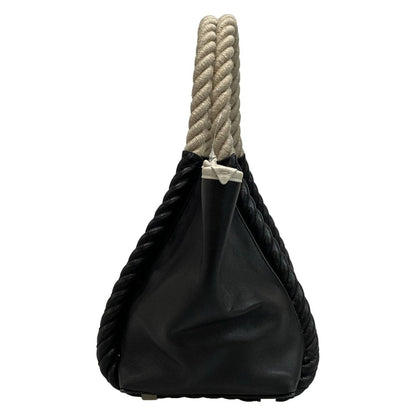 Balenciaga Tote Bag Navy Cabas S 339933 Black X Ivory Rope Handle Leather