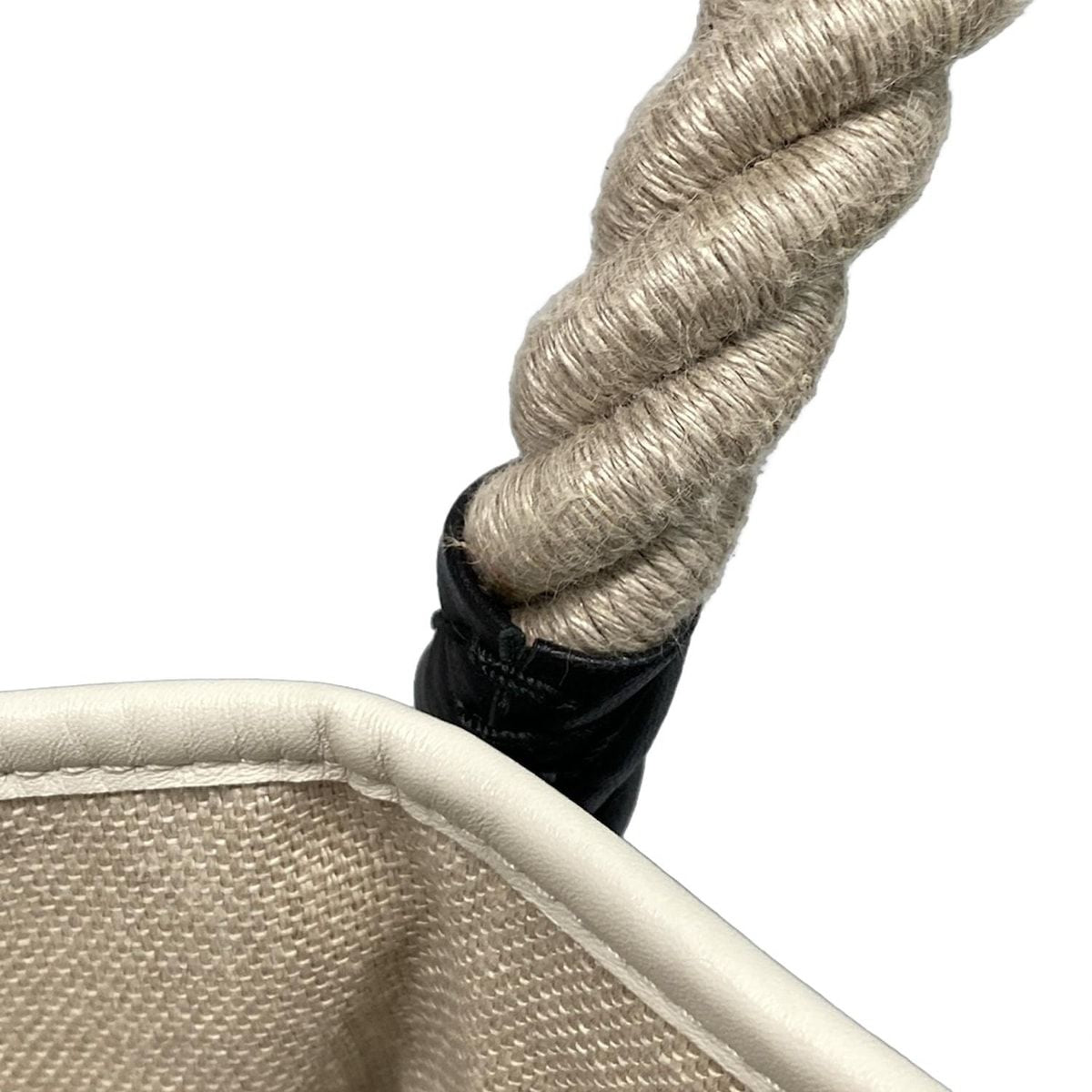 Balenciaga Tote Bag Navy Cabas S 339933 Black X Ivory Rope Handle Leather