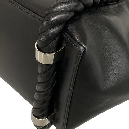 Balenciaga Tote Bag Navy Cabas S 339933 Black X Ivory Rope Handle Leather