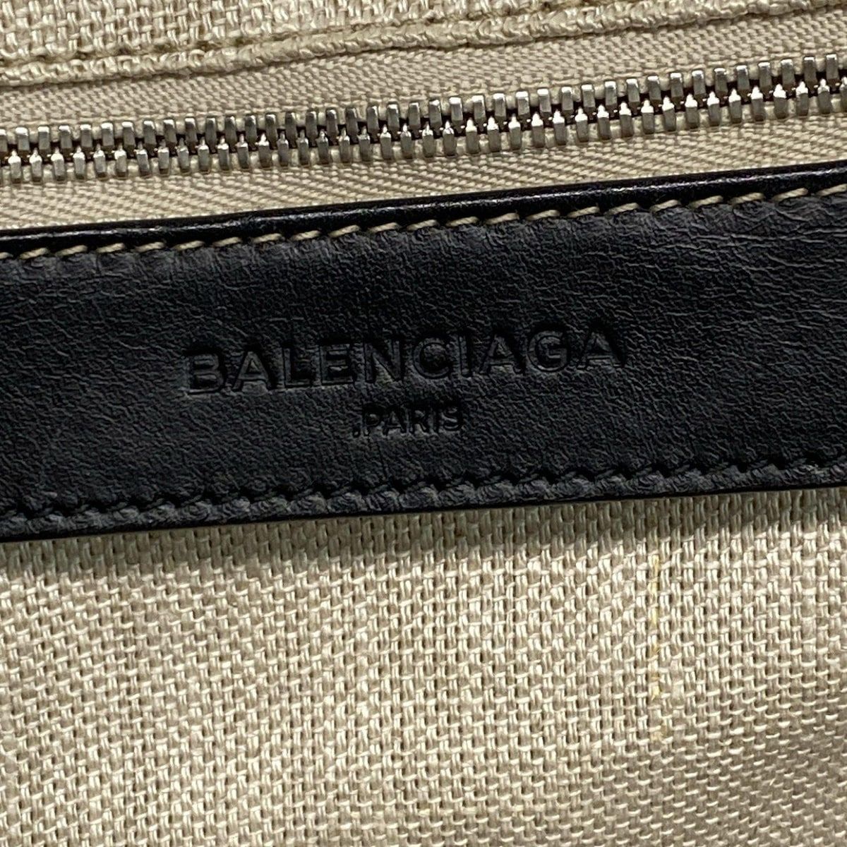 Balenciaga Tote Bag Navy Cabas S 339933 Black X Ivory Rope Handle Leather